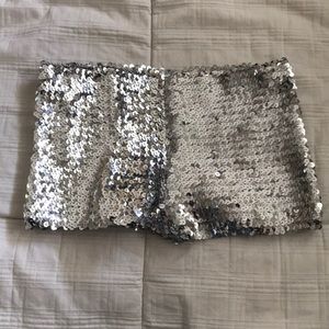 Silver sequin shorts